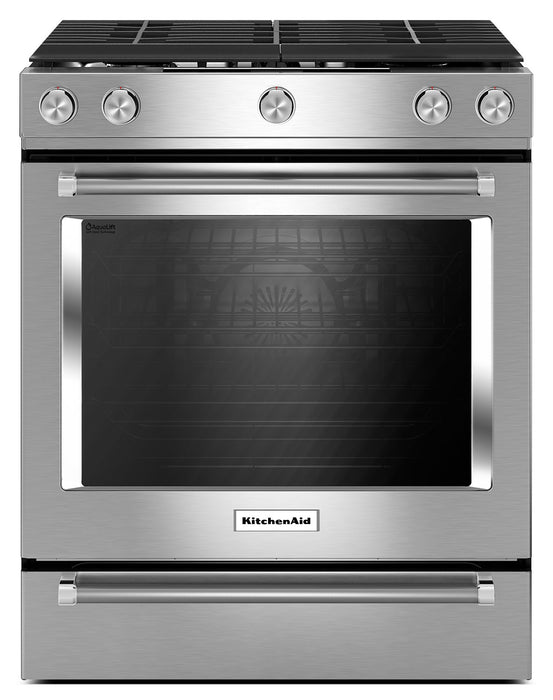 Cuisinière à gaz KitchenAid de 5,8 pi³ avec technologie AquaLiftMD et autonettoyage - acier inoxydable - KSGG700ESS