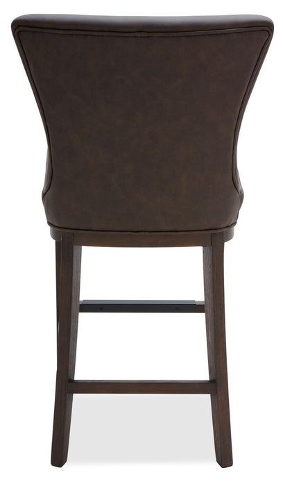 Tabouret 26 po Quinn de hauteur comptoir en tissu de cuir végétalien - brun