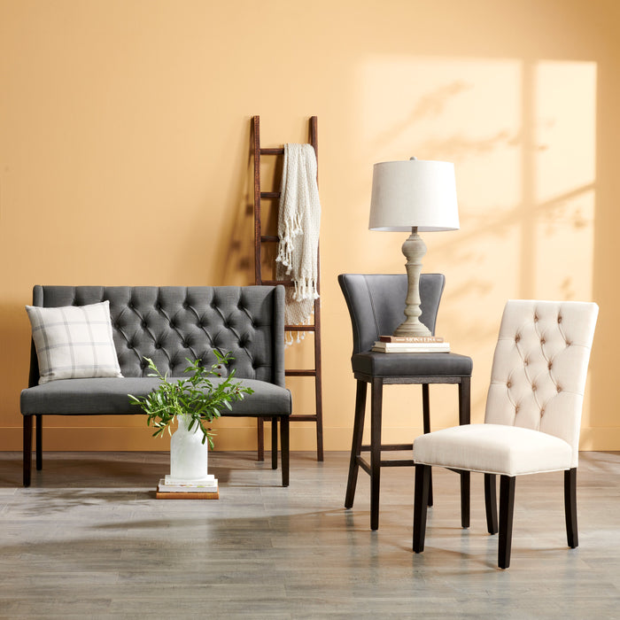 Tabouret Quinn de hauteur comptoir en tissu de cuir végétalien - gris