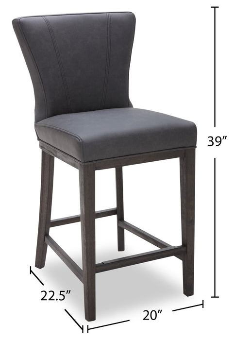Tabouret Quinn de hauteur comptoir en tissu de cuir végétalien - gris