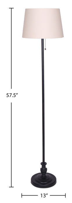 Ensemble 3 lampes Quinn traditionnelles noires, 2 lampes de table et 1 lampe à pied