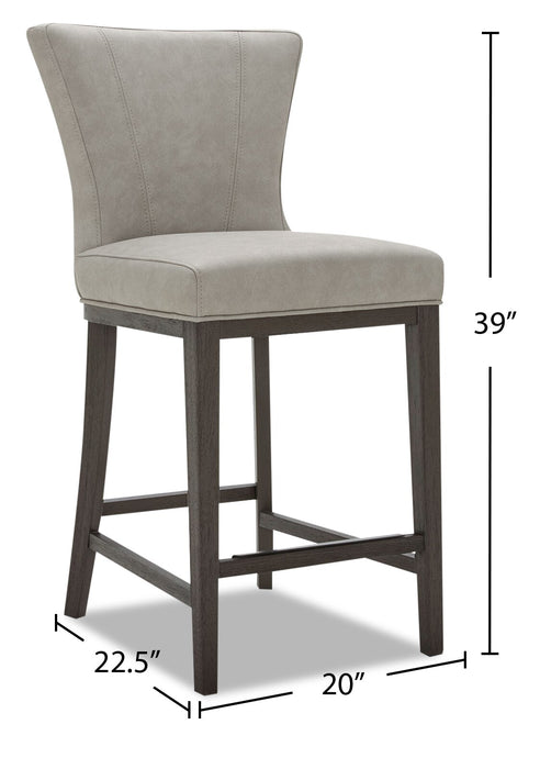 Tabouret Quinn de hauteur comptoir en tissu de cuir végétalien - taupe