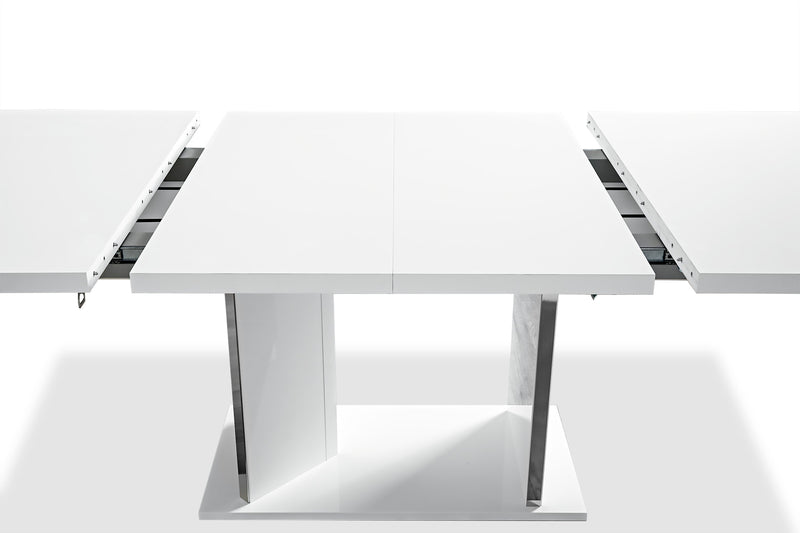 Table de salle à manger Raia - fabriquée en Italie, base piédestal, moderne, 71 po (L) - blanche