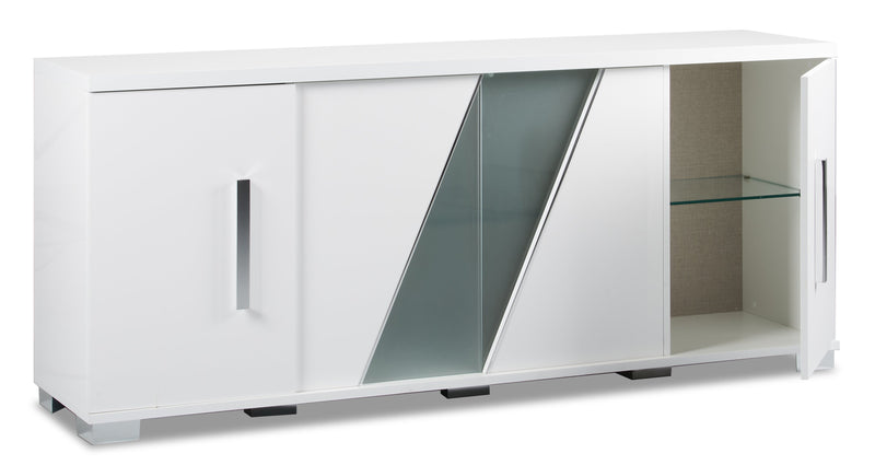 Desserte de salle à manger Raia avec rangement - fabriquée en Italie, moderne, 79,5 po (L) - blanche