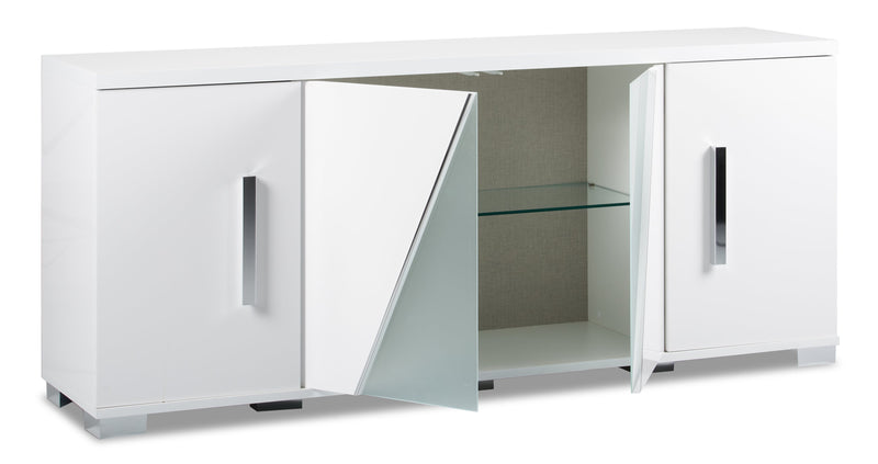 Desserte de salle à manger Raia avec rangement - fabriquée en Italie, moderne, 79,5 po (L) - blanche