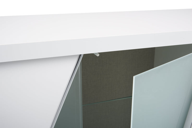 Desserte de salle à manger Raia avec rangement - fabriquée en Italie, moderne, 79,5 po (L) - blanche