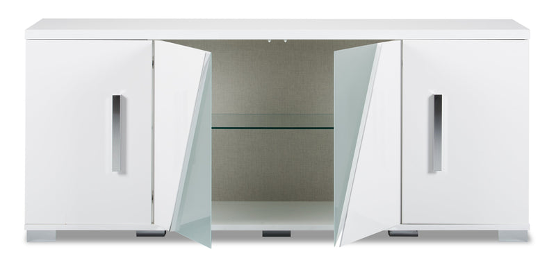 Desserte de salle à manger Raia avec rangement - fabriquée en Italie, moderne, 79,5 po (L) - blanche