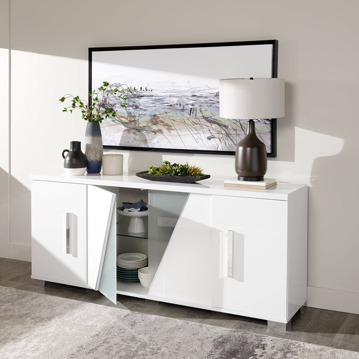 Desserte de salle à manger Raia avec rangement - fabriquée en Italie, moderne, 79,5 po (L) - blanche