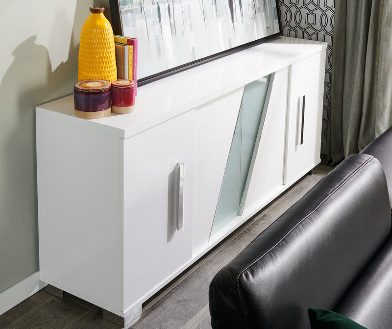 Desserte de salle à manger Raia avec rangement - fabriquée en Italie, moderne, 79,5 po (L) - blanche