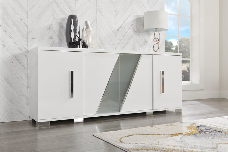 Desserte de salle à manger Raia avec rangement - fabriquée en Italie, moderne, 79,5 po (L) - blanche