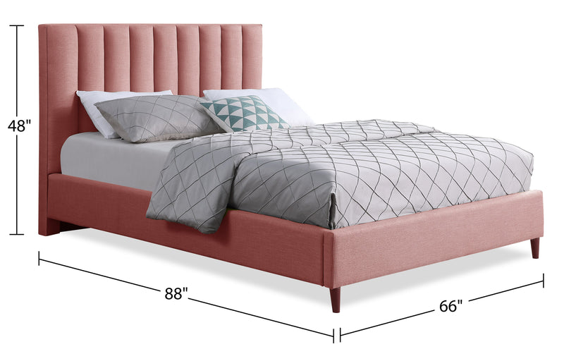 Lit plateforme rembourré Rain de Kort & Co. en tissu rose capitonné - format grand lit
