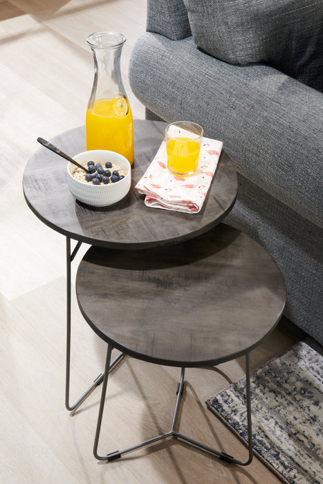 2 tables d'appoint gigognes Remmi de 18 po - gris sable et gris métallisé 