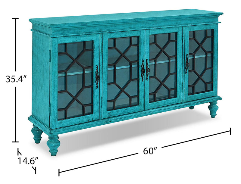 Armoire décorative Rigolet de 60 po avec 4 portes - bleue
