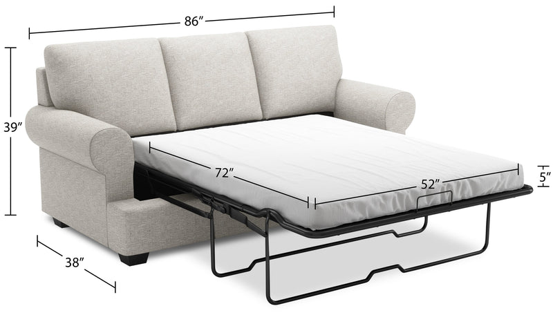 Sofa-lit personnalisable Roll de Sofa Lab de 86 po fabriqué au Canada en tissu de chenille avec accoudoirs enroulés - argenté Luxury Silver