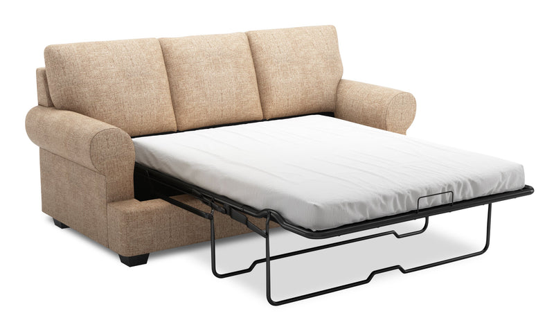 Sofa-lit personnalisable Roll de Sofa Lab de 86 po fabriqué au Canada en tissu de chenille avec accoudoirs enroulés - taupe Luxury Taupe