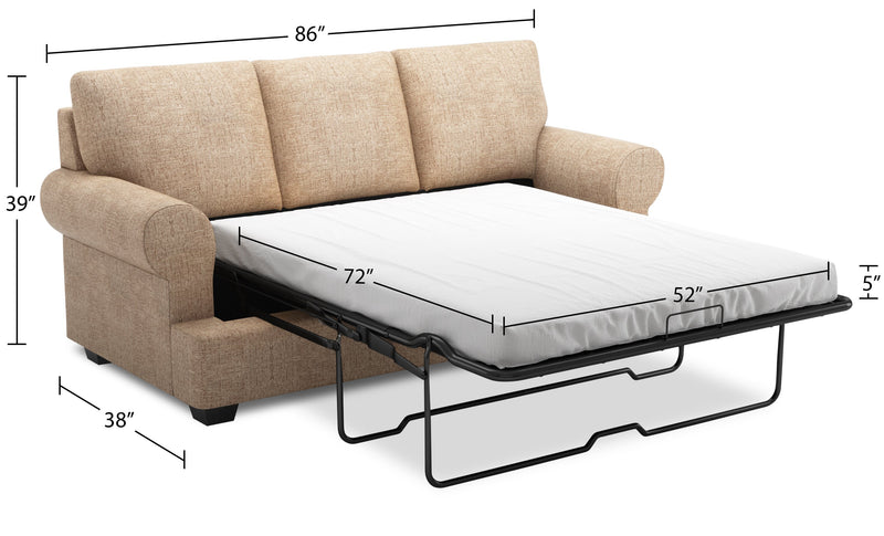 Sofa-lit personnalisable Roll de Sofa Lab de 86 po fabriqué au Canada en tissu de chenille avec accoudoirs enroulés - taupe Luxury Taupe