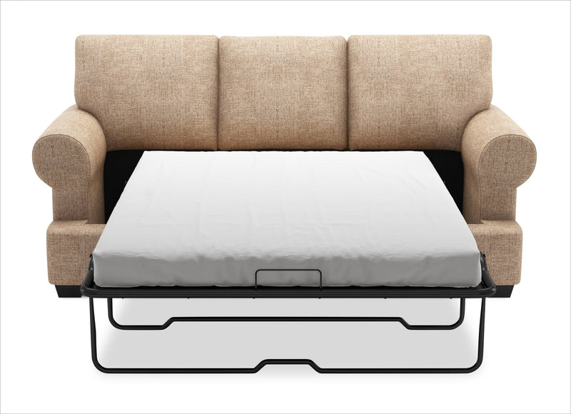 Sofa-lit personnalisable Roll de Sofa Lab de 86 po fabriqué au Canada en tissu de chenille avec accoudoirs enroulés - taupe Luxury Taupe