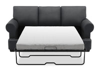 Sofa-lit Roll de Sofa Lab de 86 po fabriqué au Canada en tissu d’apparence lin avec accoudoirs enroulés - gris Pax Pepper