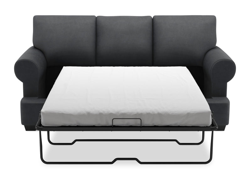 Sofa-lit personnalisable Roll de Sofa Lab de 86 po fabriqué au Canada en tissu d’apparence lin avec accoudoirs enroulés - gris Pax Pepper
