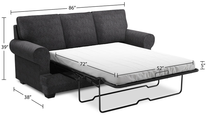 Sofa-lit personnalisable Roll de Sofa Lab de 86 po fabriqué au Canada en tissu de chenille avec accoudoirs enroulés - gris Luxury Charcoal