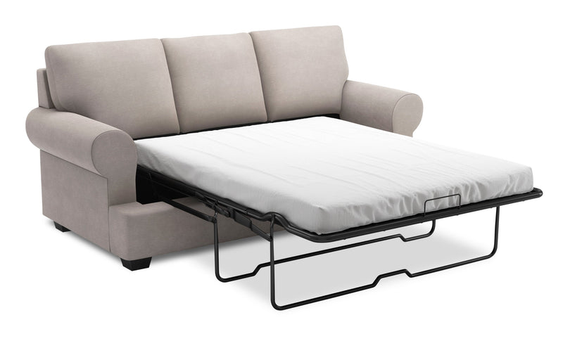 Sofa-lit personnalisable Roll de Sofa Lab de 86 po fabriqué au Canada en tissu d’apparence lin avec accoudoirs enroulés - gris Pax Slate