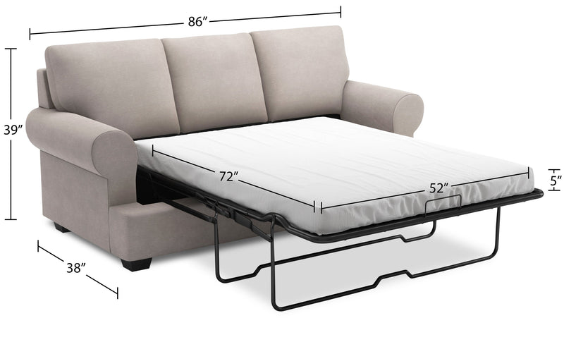 Sofa-lit personnalisable Roll de Sofa Lab de 86 po fabriqué au Canada en tissu d’apparence lin avec accoudoirs enroulés - gris Pax Slate