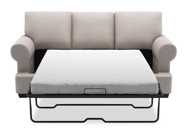 Sofa-lit personnalisable Roll de Sofa Lab de 86 po fabriqué au Canada en tissu d’apparence lin avec accoudoirs enroulés - gris Pax Slate
