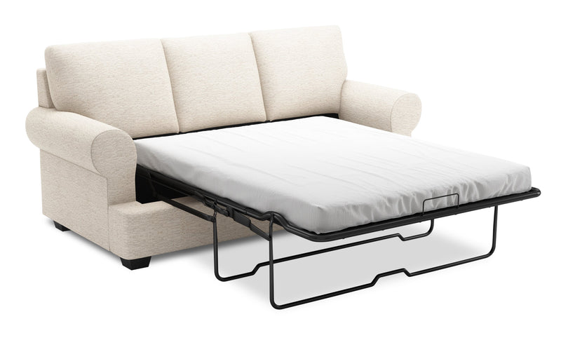 Sofa-lit personnalisable Roll de Sofa Lab de 86 po fabriqué au Canada en tissu de chenille avec accoudoirs enroulés - beige Luxury Sand