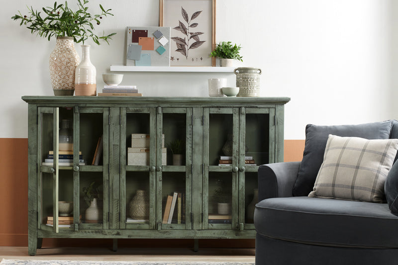 Grande armoire décorative Rocco de 70 po avec 6 portes - bleu antique