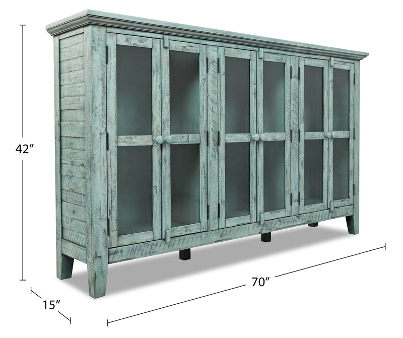 Grande armoire décorative Rocco de 70 po avec 6 portes - bleu antique