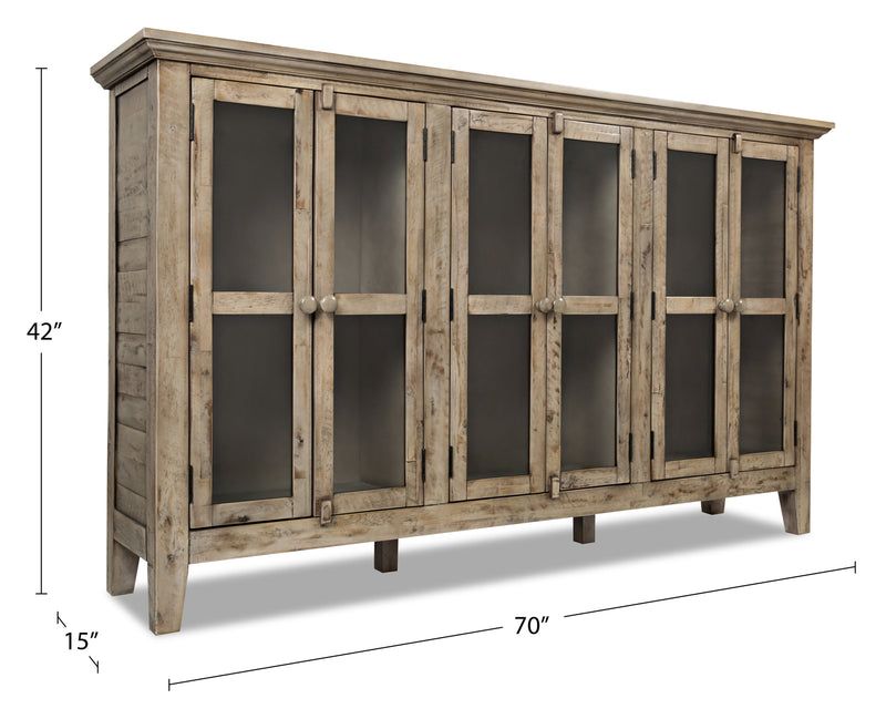 Grande armoire décorative Rocco de 70 po avec 6 portes - bois naturel