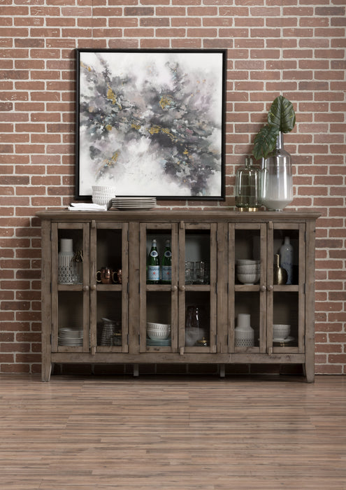 Grande armoire décorative Rocco de 70 po avec 6 portes - bois naturel