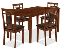 Ensemble de salle à manger Aran 5 pièces avec table de 60 po (L) et 4 chaises - brun