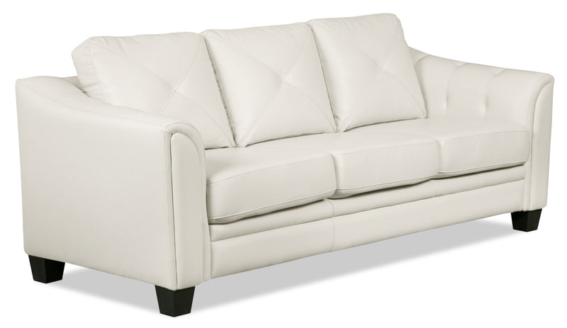Sofa Andi de 84 po en tissu d’apparence cuir avec capitonnage - beige