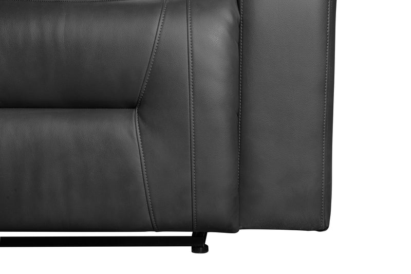 Fauteuil à inclinaison électrique Ryker de 36,8 po en tissu d’apparence cuir avec accoudoirs de rangement et port USB - gris