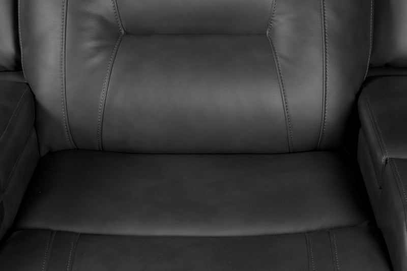 Fauteuil à inclinaison électrique Ryker de 36,8 po en tissu d’apparence cuir avec accoudoirs de rangement et port USB - gris