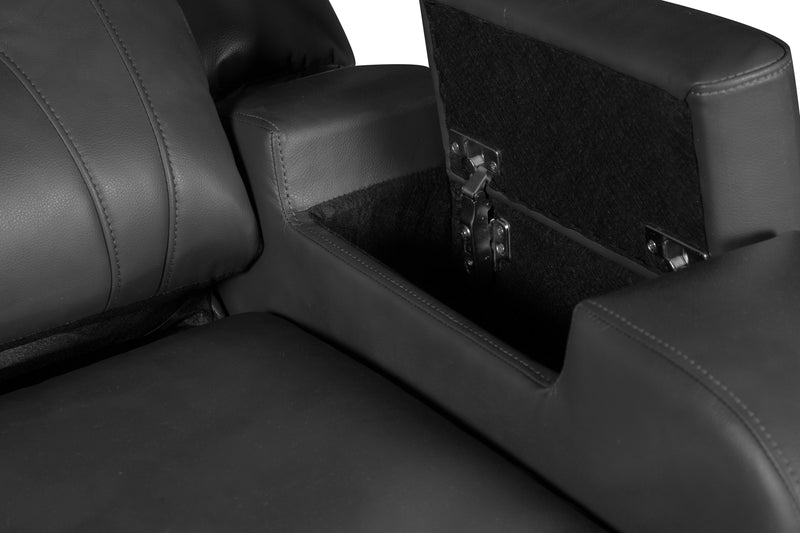 Fauteuil à inclinaison électrique Ryker de 36,8 po en tissu d’apparence cuir avec accoudoirs de rangement et port USB - gris