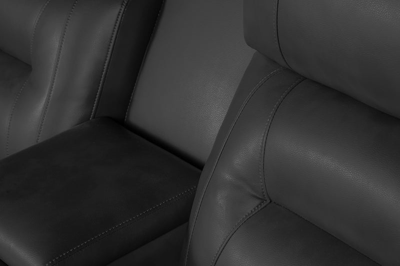 Causeuse à inclinaison électrique Ryker de 72,24 po en similicuir avec console de rangement et ports USB - grise