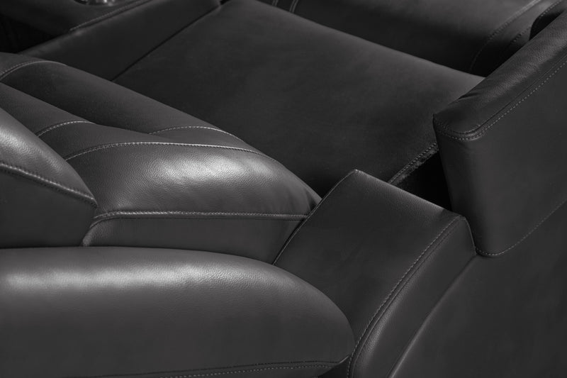 Causeuse à inclinaison électrique Ryker de 72,24 po en similicuir avec console de rangement et ports USB - grise