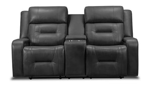 Causeuse à inclinaison électrique Ryker de 72,24 po en similicuir avec console de rangement et ports USB - grise