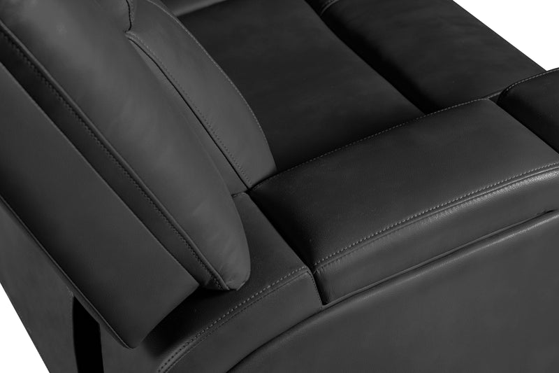 Sofa à inclinaison électrique Ryker de 82,5 po en similicuir avec accoudoirs de rangement et ports USB - gris