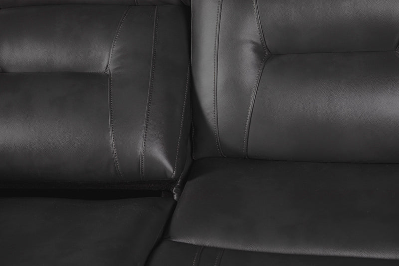 Sofa à inclinaison électrique Ryker de 82,5 po en similicuir avec accoudoirs de rangement et ports USB - gris