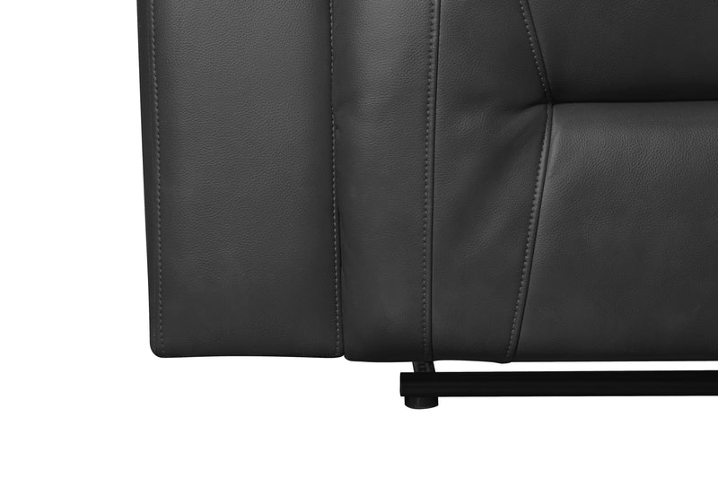 Sofa à inclinaison électrique Ryker de 82,5 po en similicuir avec accoudoirs de rangement et ports USB - gris