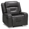 Fauteuil inclinable Ryker de 36,8 po en tissu d’apparence cuir avec accoudoirs de rangement - gris
