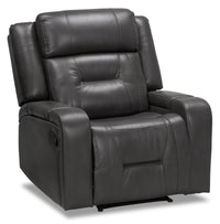  Fauteuil inclinable Ryker de 36,8 po en tissu d’apparence cuir avec accoudoirs de rangement - gris