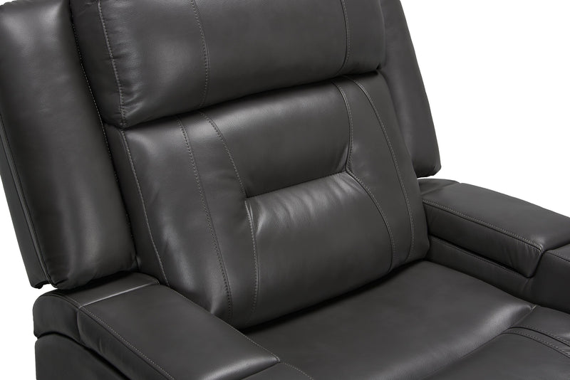 Fauteuil inclinable Ryker de 36,8 po en tissu d’apparence cuir avec accoudoirs de rangement - gris