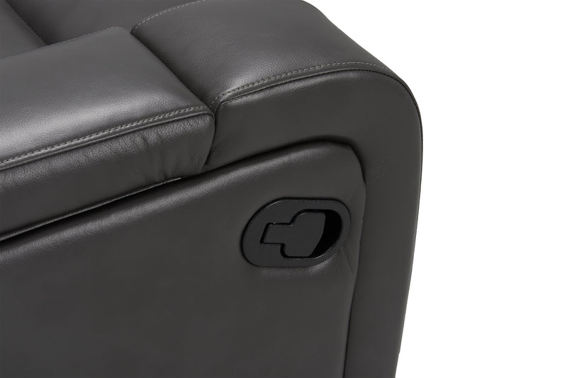 Fauteuil inclinable Ryker de 36,8 po en tissu d’apparence cuir avec accoudoirs de rangement - gris