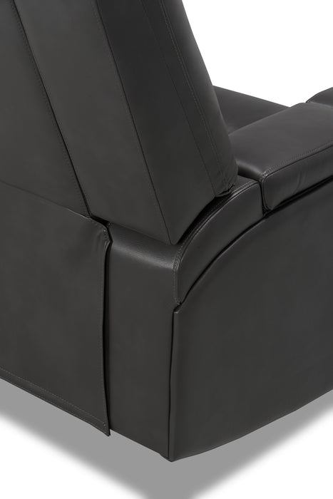 Fauteuil inclinable Ryker de 36,8 po en tissu d’apparence cuir avec accoudoirs de rangement - gris