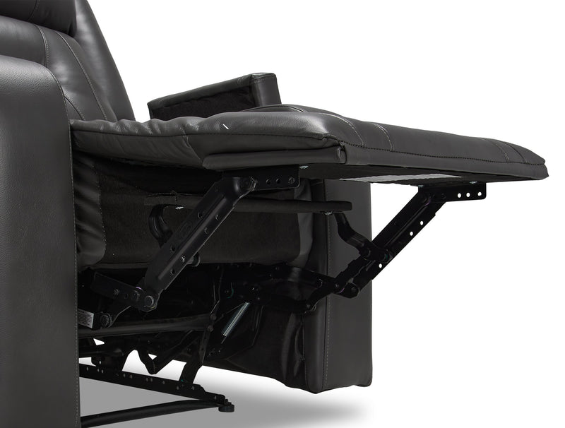 Causeuse inclinable Ryker de 72,24 po en tissu d’apparence cuir avec console de rangement - grise