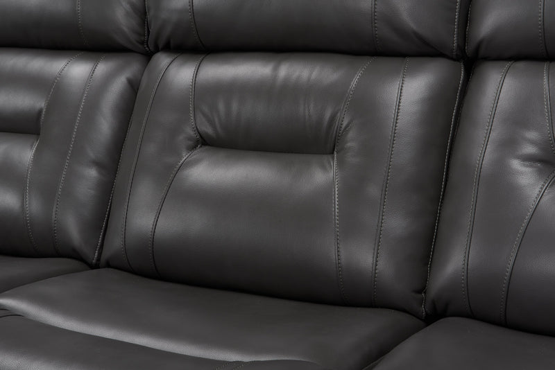 Sofa inclinable Ryker de 82,5 po en similicuir avec accoudoirs de rangement - gris